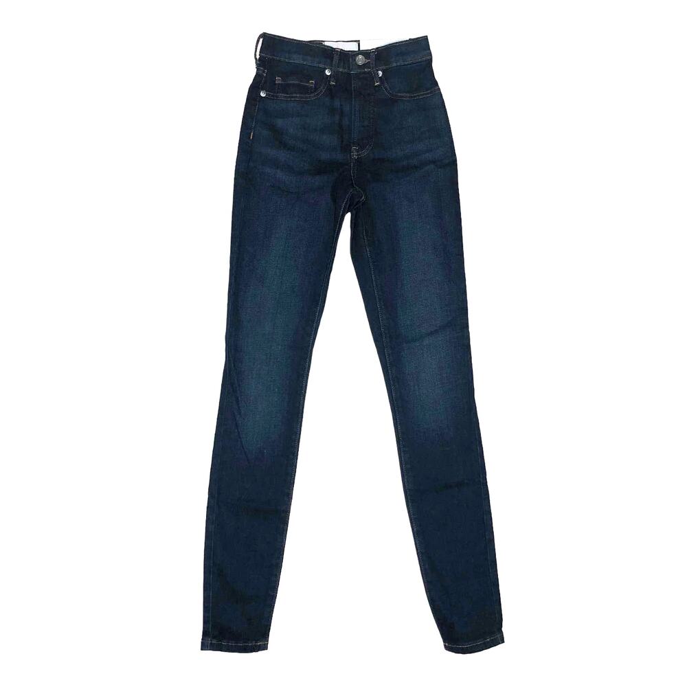 Everlane Authentic Stretch High Rise Skinny Jeans Size 23 Tall Deep Indigo Blue